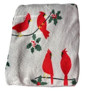 Holiday Plush Throw Red Cardinals Soft & Cozy Company HSN Blanket 50"x60" NWT